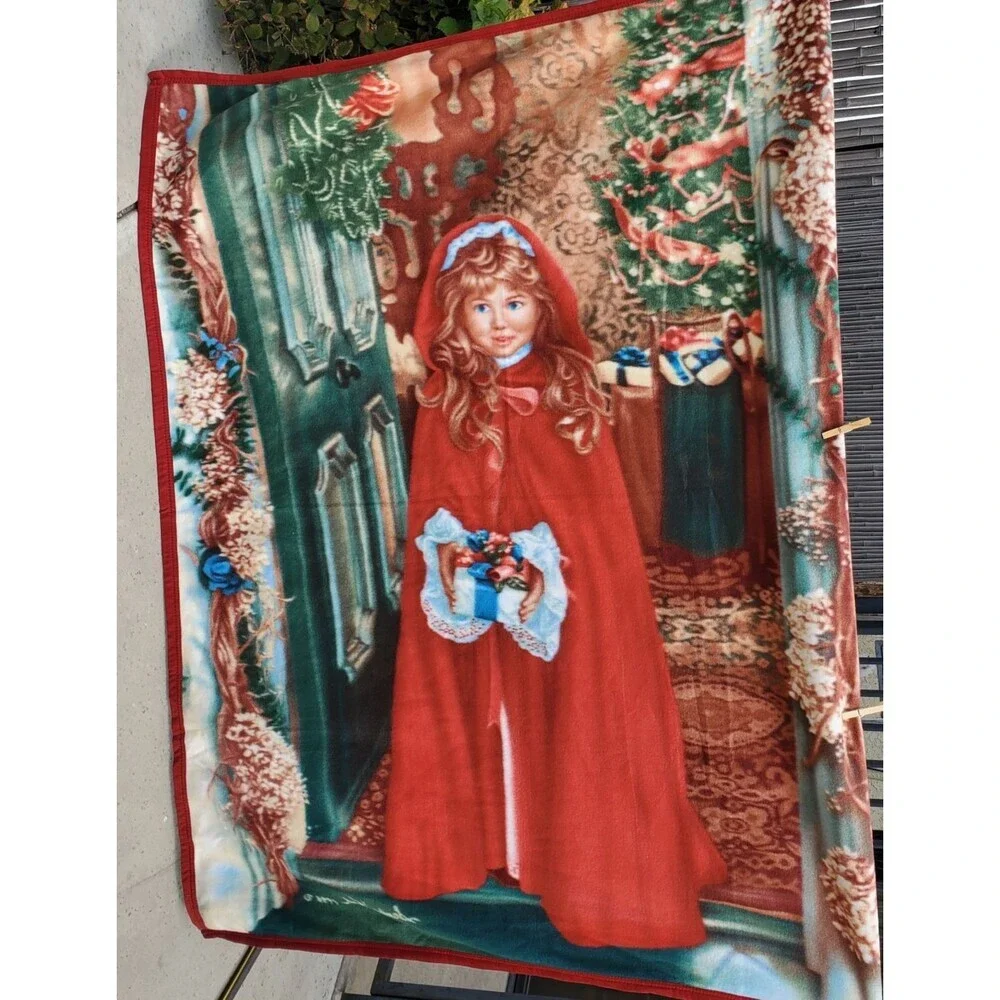 Vintage Sandra Kuck 1996 Merry‎ Christmas Tapestry Throw Blanket 50